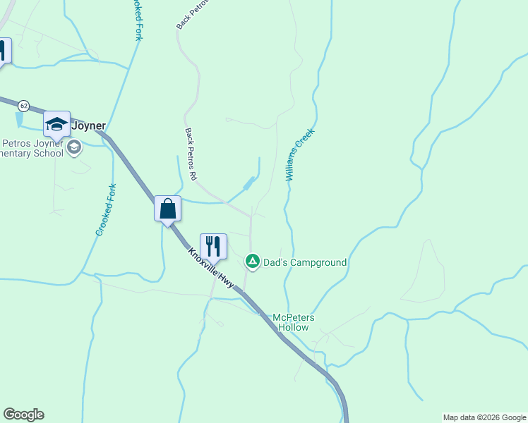map of restaurants, bars, coffee shops, grocery stores, and more near 101 Anzel Lowe Road in Oliver Springs