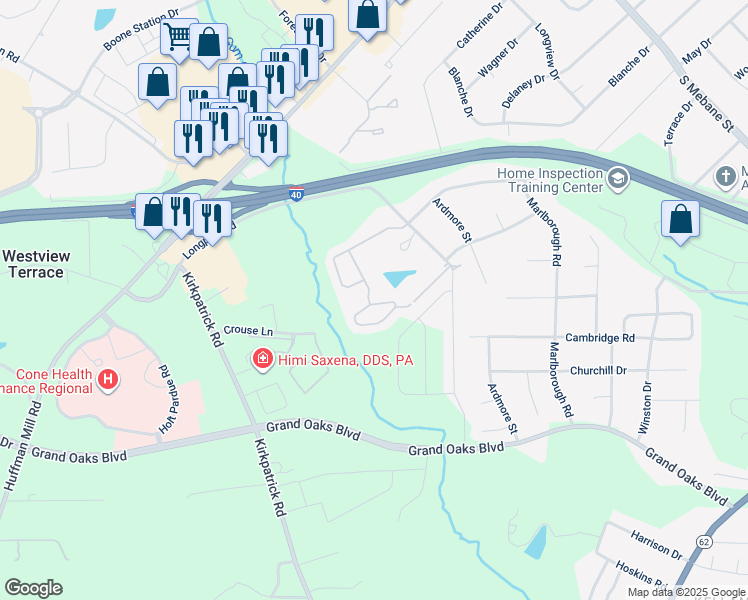 map of restaurants, bars, coffee shops, grocery stores, and more near 3231 Diana Circle in Burlington