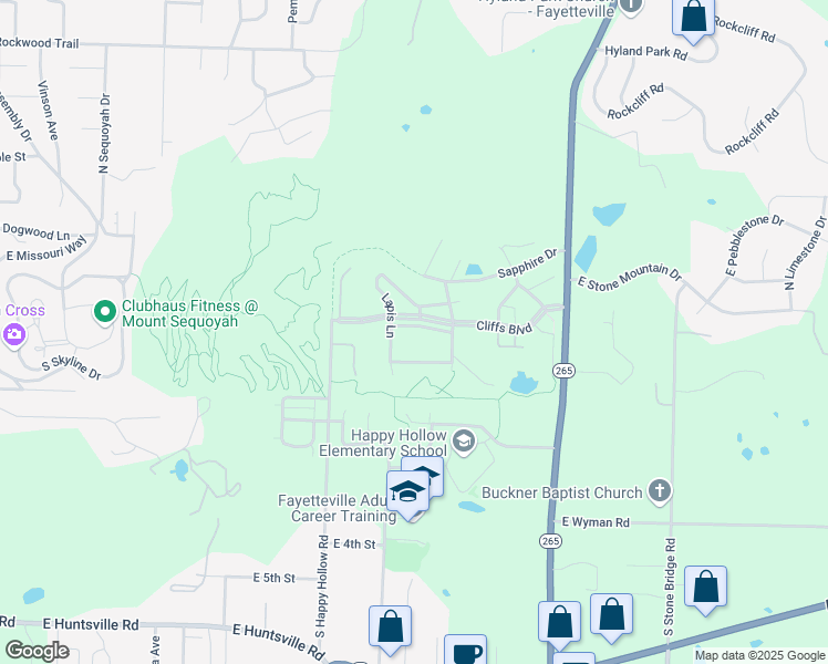 map of restaurants, bars, coffee shops, grocery stores, and more near 1977 East Citrine Link in Fayetteville