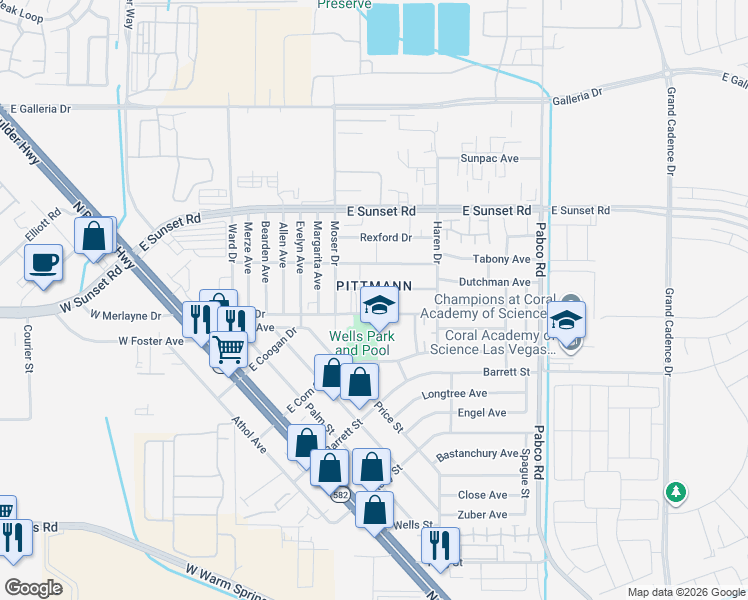 map of restaurants, bars, coffee shops, grocery stores, and more near in Henderson
