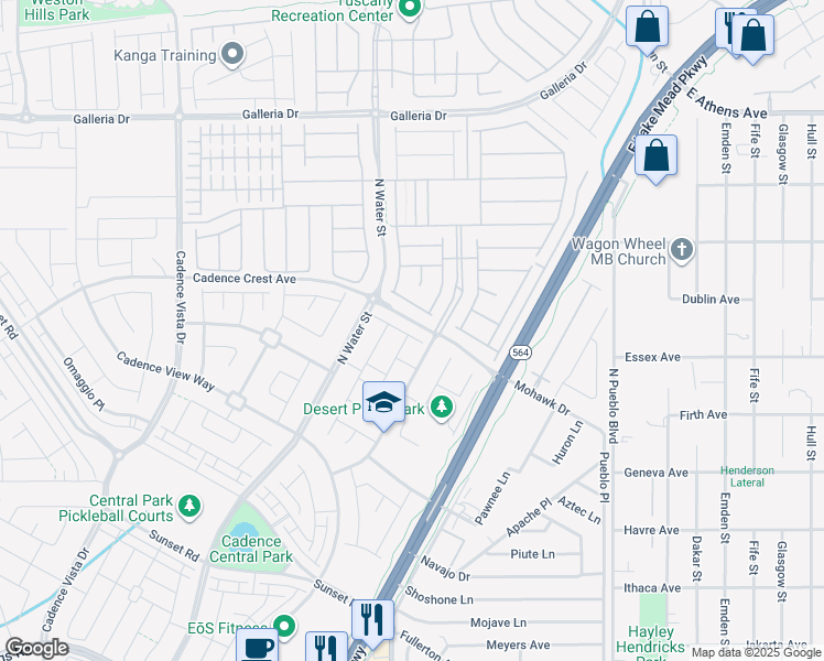 map of restaurants, bars, coffee shops, grocery stores, and more near 424 Al Coda Place in Henderson