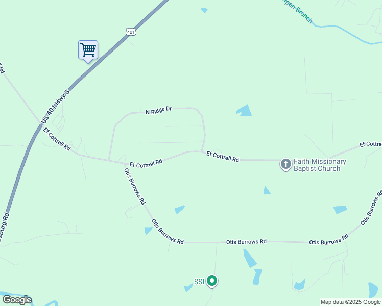 map of restaurants, bars, coffee shops, grocery stores, and more near 604 Otis Burrows Road in Louisburg