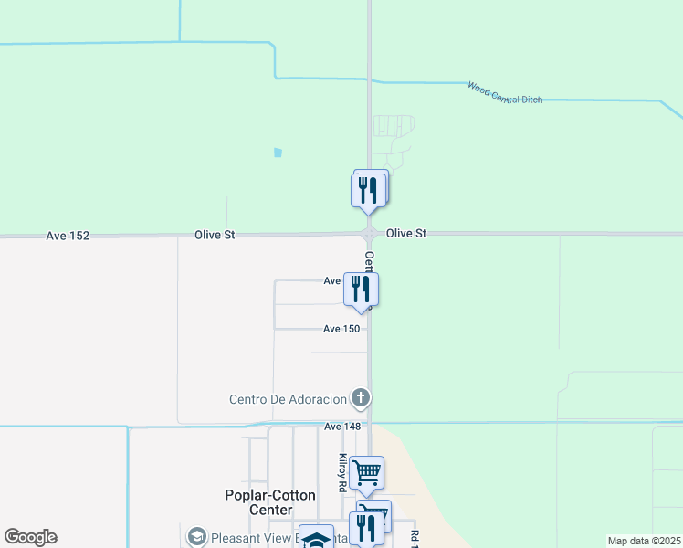 map of restaurants, bars, coffee shops, grocery stores, and more near 19150 Avenue 151 in Porterville