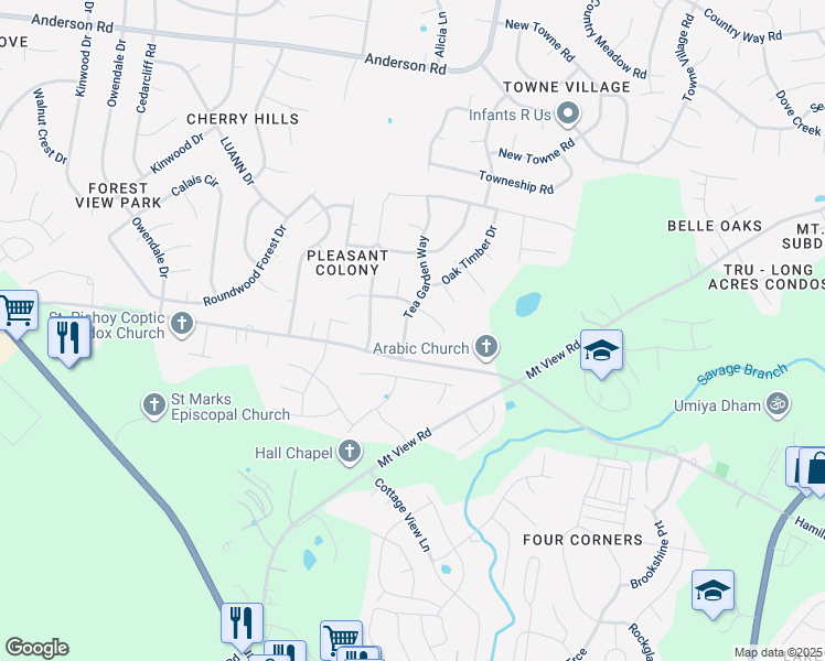 map of restaurants, bars, coffee shops, grocery stores, and more near 4109 Tea Garden Way in Antioch