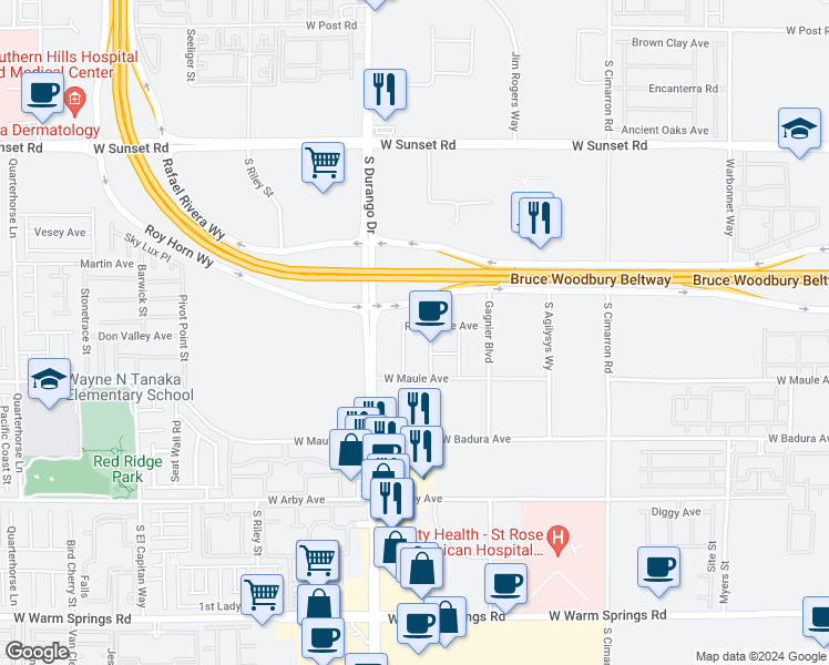 map of restaurants, bars, coffee shops, grocery stores, and more near 8548 Rozita Lee Avenue in Las Vegas