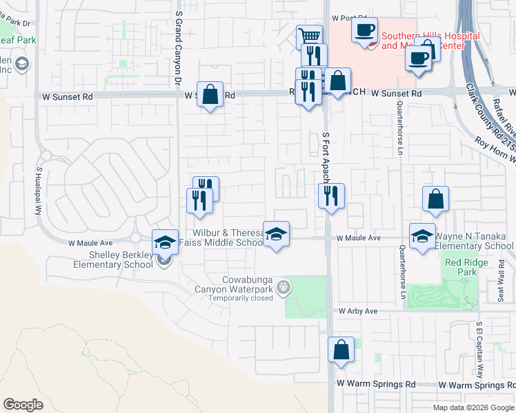 map of restaurants, bars, coffee shops, grocery stores, and more near 9593 Giddings Avenue in Las Vegas