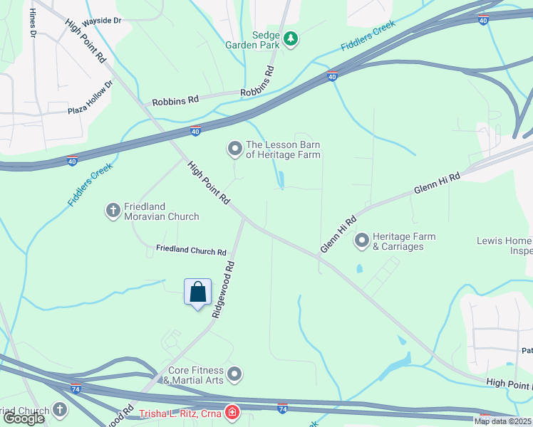 map of restaurants, bars, coffee shops, grocery stores, and more near 3936 Magnolia Pl Ln in Winston-Salem