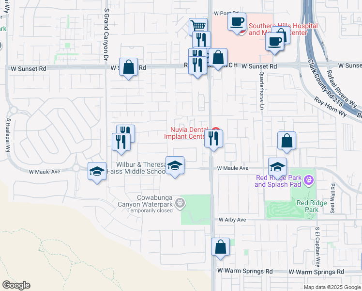 map of restaurants, bars, coffee shops, grocery stores, and more near 9500 West Maule Avenue in Las Vegas