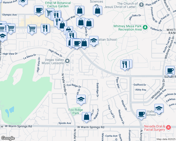map of restaurants, bars, coffee shops, grocery stores, and more near 1843 Mimosa Court in Henderson