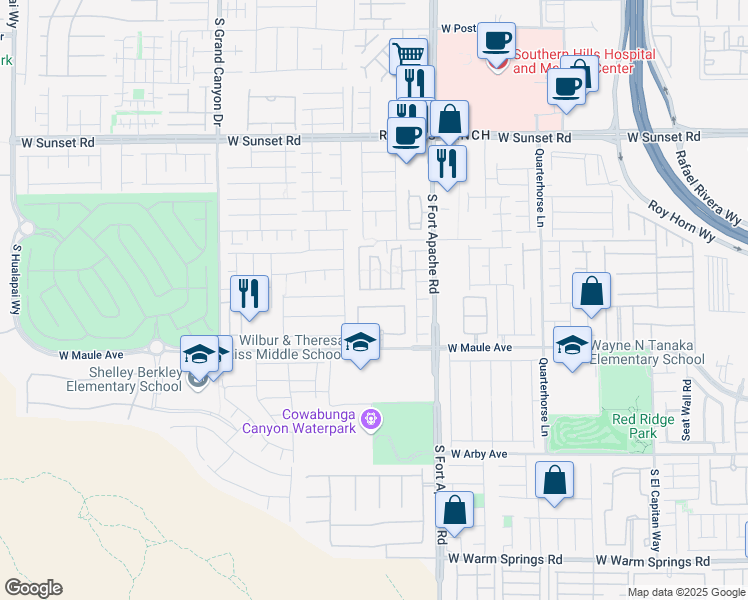 map of restaurants, bars, coffee shops, grocery stores, and more near 9500 West Maule Avenue in Las Vegas