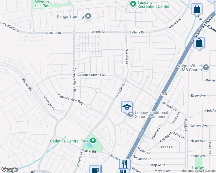 map of restaurants, bars, coffee shops, grocery stores, and more near 330 Meadow Brush Place in Henderson