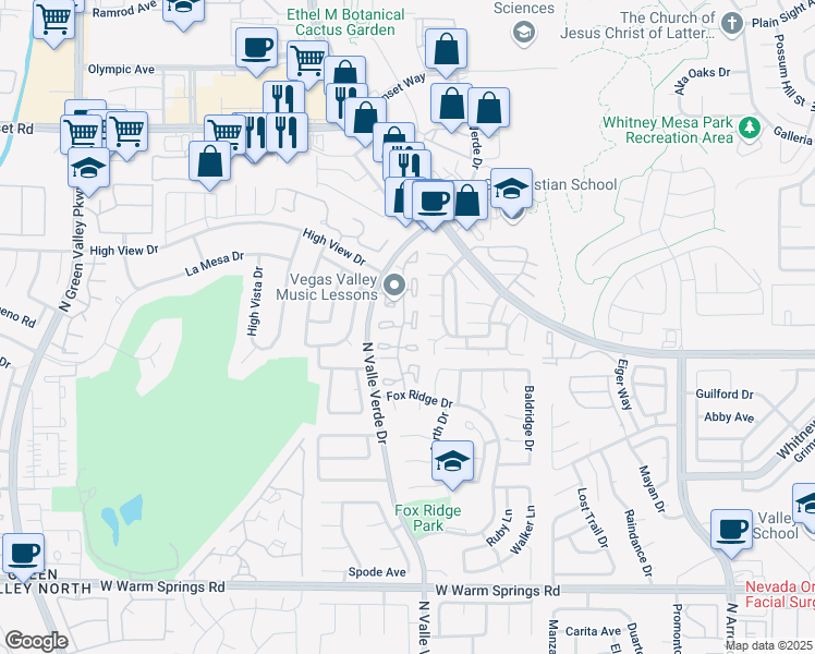 map of restaurants, bars, coffee shops, grocery stores, and more near 600 Cervantes Dr in Henderson