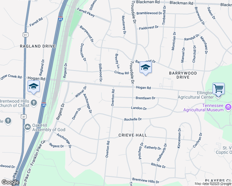 map of restaurants, bars, coffee shops, grocery stores, and more near 5102 Overton Road in Nashville