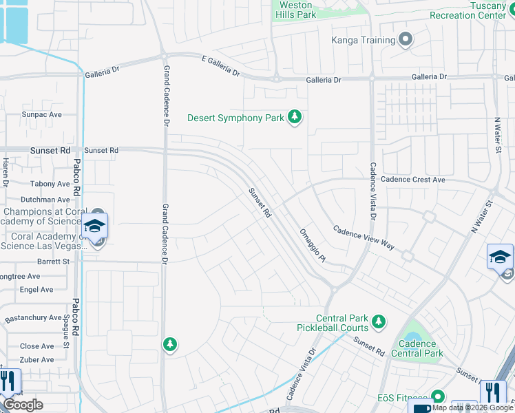 map of restaurants, bars, coffee shops, grocery stores, and more near 640 Celebratory Place in Henderson