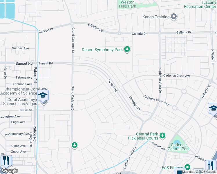 map of restaurants, bars, coffee shops, grocery stores, and more near 814 Cottonwood Hill Place in Henderson