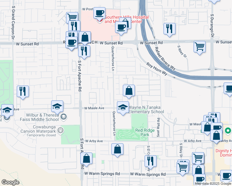 map of restaurants, bars, coffee shops, grocery stores, and more near 9188 Rushing Wind Avenue in Las Vegas
