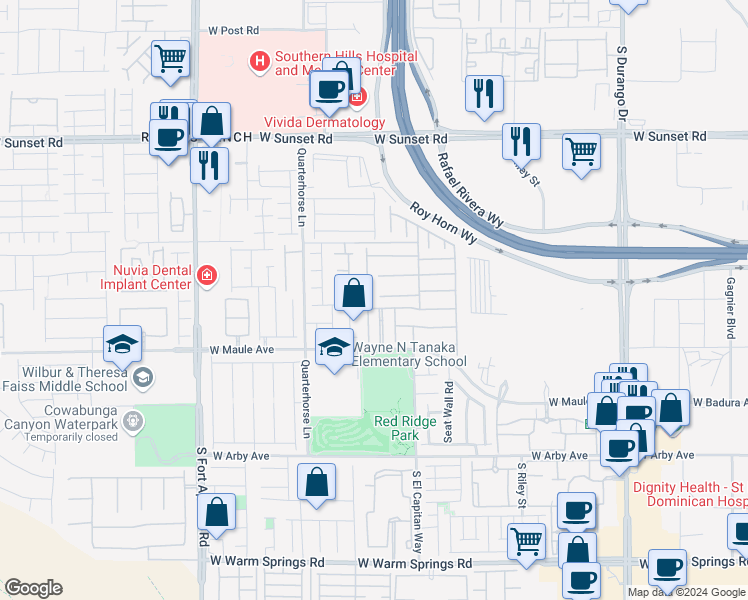 map of restaurants, bars, coffee shops, grocery stores, and more near 6788 Stonetrace Street in Las Vegas