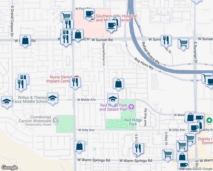 map of restaurants, bars, coffee shops, grocery stores, and more near 9188 Rushing Wind Avenue in Las Vegas