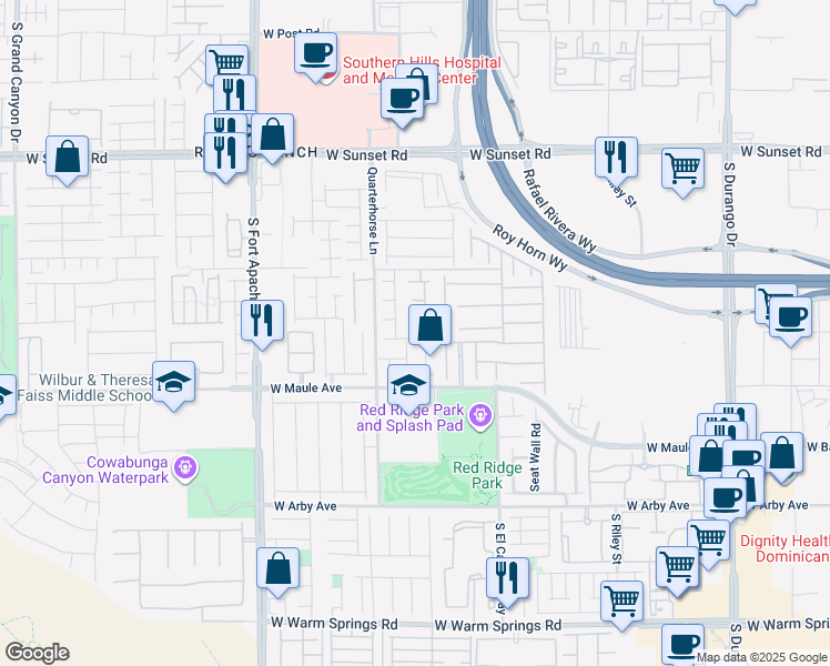 map of restaurants, bars, coffee shops, grocery stores, and more near 9134 Rushing Wind Avenue in Las Vegas