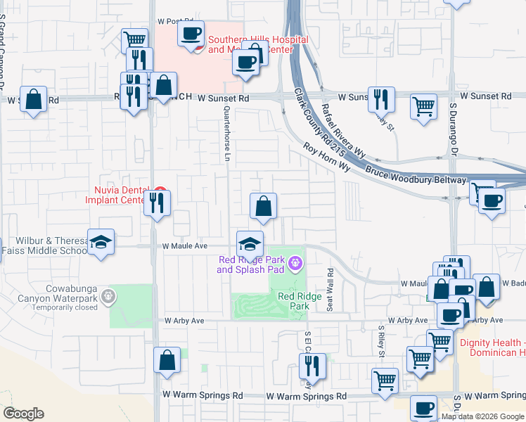 map of restaurants, bars, coffee shops, grocery stores, and more near 9134 Rushing Wind Avenue in Las Vegas