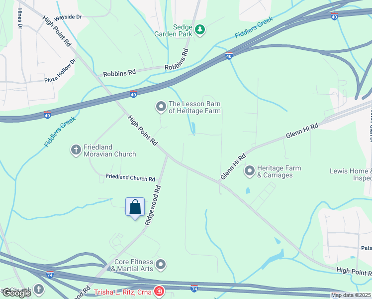 map of restaurants, bars, coffee shops, grocery stores, and more near 3930 Magnolia Place Lane in Winston-Salem