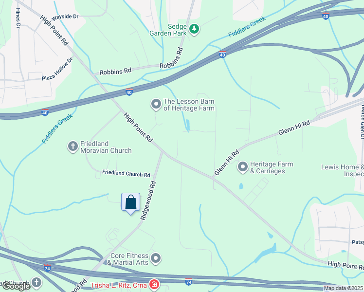 map of restaurants, bars, coffee shops, grocery stores, and more near 3930 Magnolia Place Lane in Winston-Salem