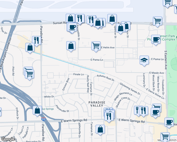 map of restaurants, bars, coffee shops, grocery stores, and more near 6851 Tamarus Street in Las Vegas