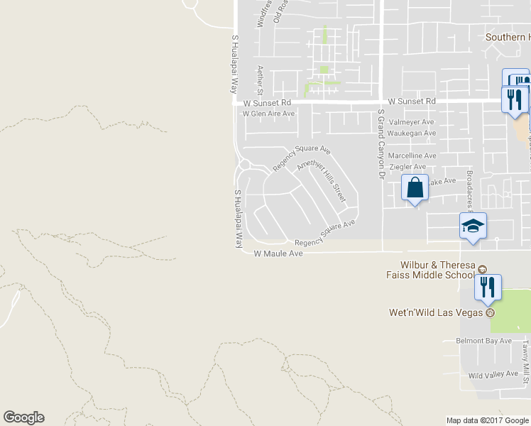 map of restaurants, bars, coffee shops, grocery stores, and more near 6803 Regency Crest Avenue in Las Vegas