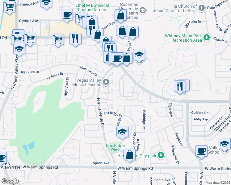map of restaurants, bars, coffee shops, grocery stores, and more near 1870 Apricot Court in Henderson