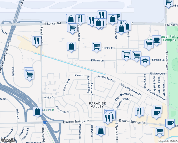 map of restaurants, bars, coffee shops, grocery stores, and more near 1472 Finale Lane in Las Vegas