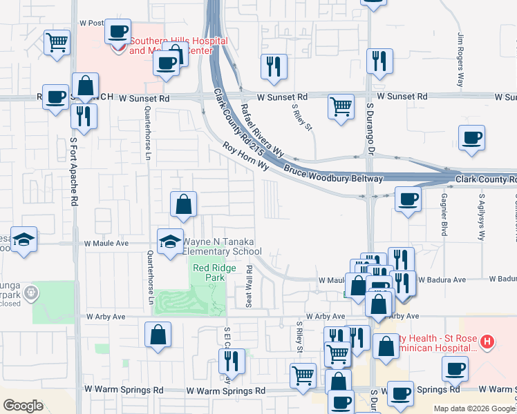 map of restaurants, bars, coffee shops, grocery stores, and more near 8934 Don Valley Avenue in Las Vegas