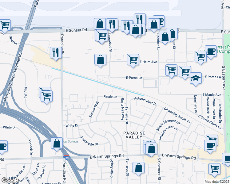 map of restaurants, bars, coffee shops, grocery stores, and more near 6859 Tamarus Street in Las Vegas