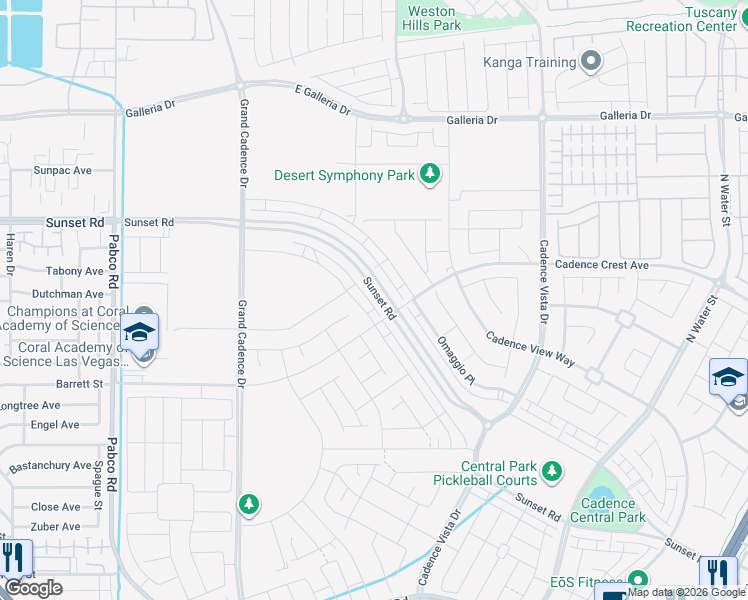 map of restaurants, bars, coffee shops, grocery stores, and more near 636 Celebratory Place in Henderson