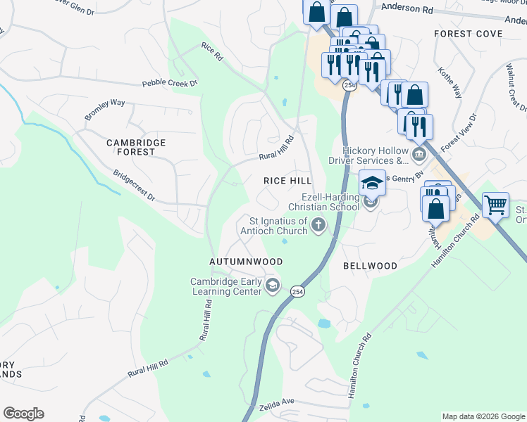 map of restaurants, bars, coffee shops, grocery stores, and more near 1444 Rice Hill Circle in Nashville