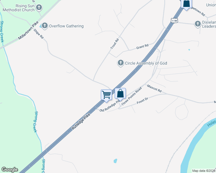 map of restaurants, bars, coffee shops, grocery stores, and more near 2506 Shipe Road in Knoxville
