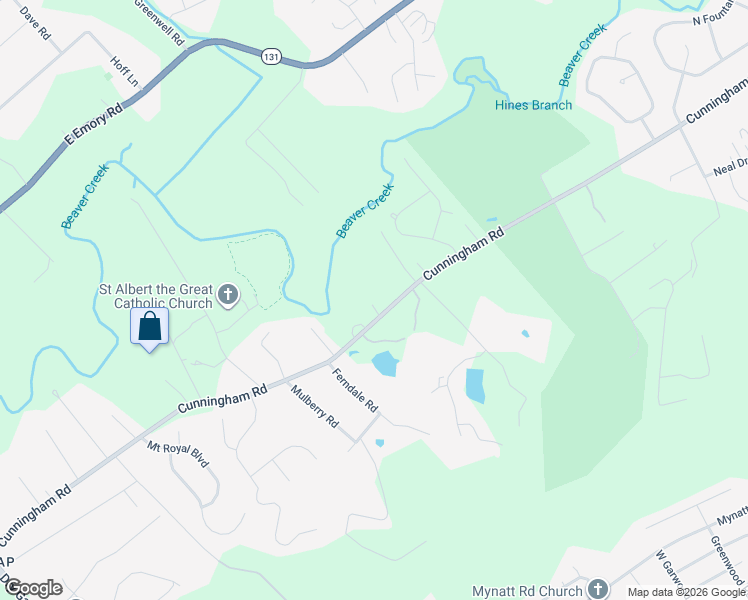 map of restaurants, bars, coffee shops, grocery stores, and more near 2533 Cunningham Road in Knoxville