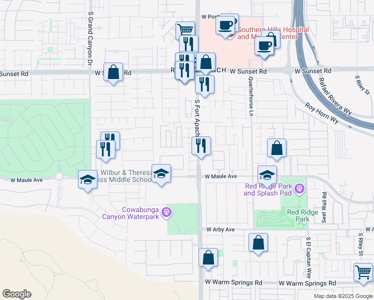 map of restaurants, bars, coffee shops, grocery stores, and more near 6801 Dragonfly Rock Street in Las Vegas