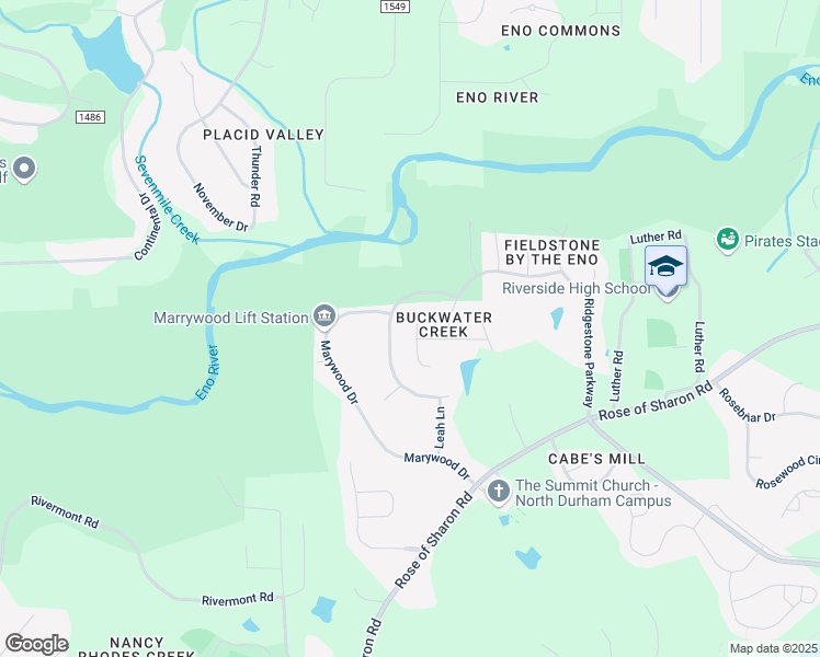 map of restaurants, bars, coffee shops, grocery stores, and more near 3103 Broomsedge Way in Durham