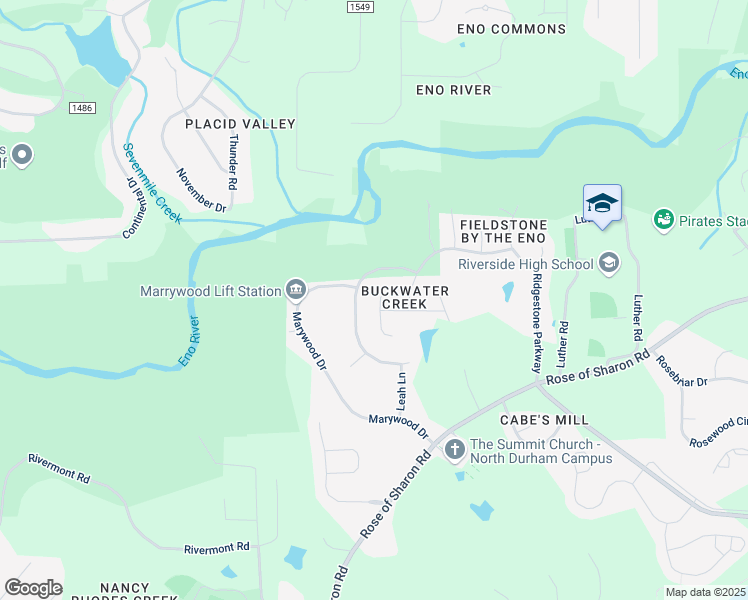 map of restaurants, bars, coffee shops, grocery stores, and more near 3103 Broomsedge Way in Durham
