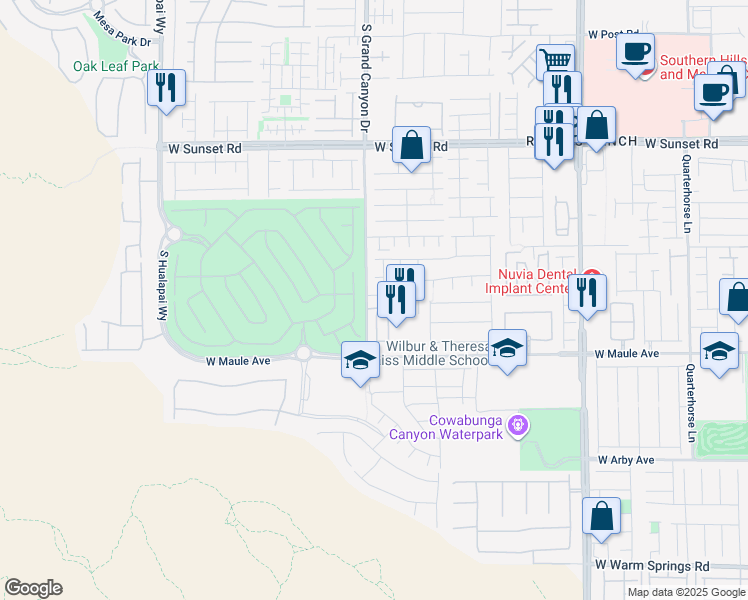 map of restaurants, bars, coffee shops, grocery stores, and more near 9793 Bonanza Creek Avenue in Las Vegas