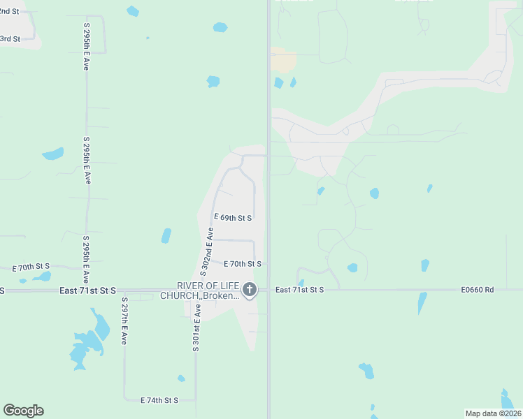 map of restaurants, bars, coffee shops, grocery stores, and more near 6889 S 304th E Ave in Broken Arrow