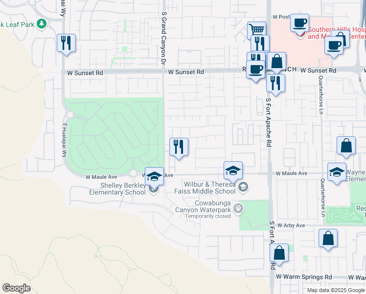 map of restaurants, bars, coffee shops, grocery stores, and more near 9733 Bonanza Creek Avenue in Las Vegas