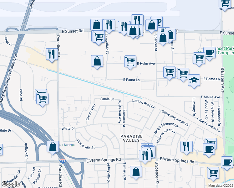 map of restaurants, bars, coffee shops, grocery stores, and more near 6853 Tamarus Street in Las Vegas