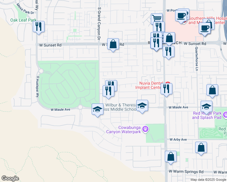 map of restaurants, bars, coffee shops, grocery stores, and more near 9721 Bonanza Creek Avenue in Las Vegas