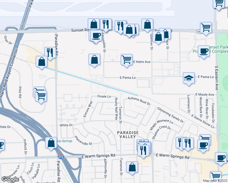 map of restaurants, bars, coffee shops, grocery stores, and more near 6853 Tamarus Street in Las Vegas