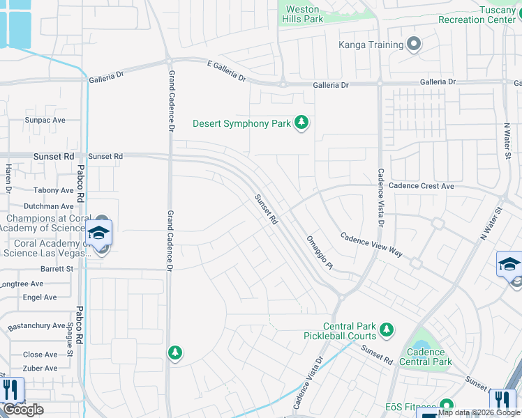 map of restaurants, bars, coffee shops, grocery stores, and more near 636 Celebratory Place in Henderson