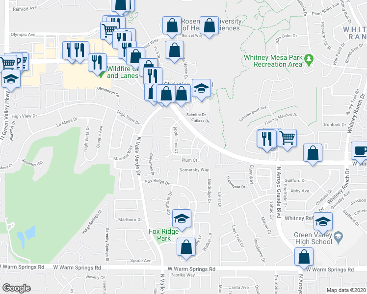 map of restaurants, bars, coffee shops, grocery stores, and more near 1843 Mimosa Court in Henderson
