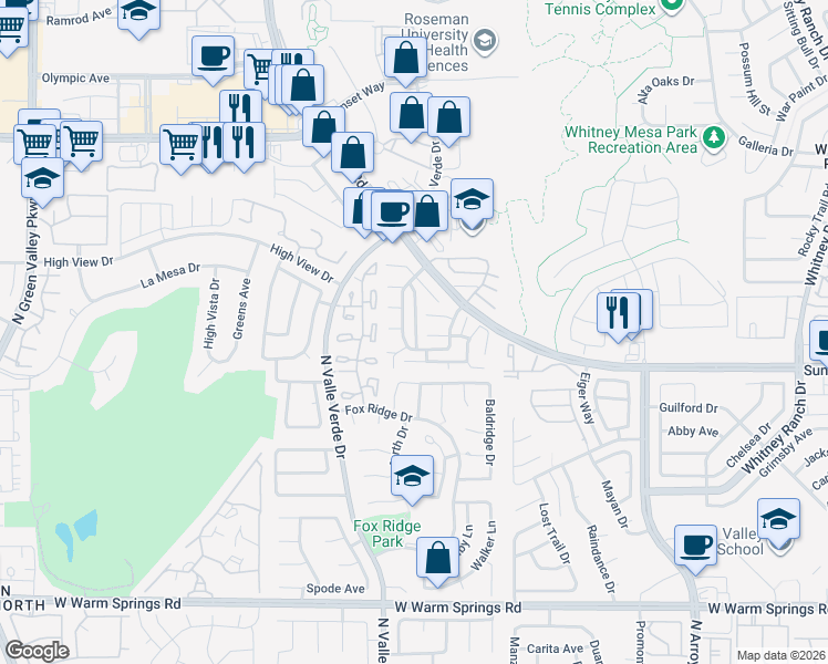map of restaurants, bars, coffee shops, grocery stores, and more near 1870 Apricot Court in Henderson
