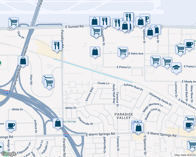 map of restaurants, bars, coffee shops, grocery stores, and more near 1260 Finale Lane in Las Vegas