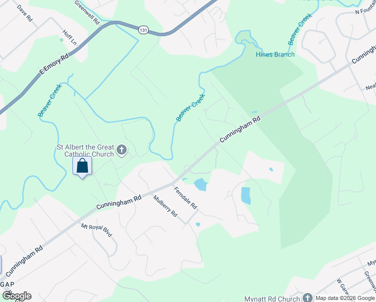map of restaurants, bars, coffee shops, grocery stores, and more near 2523 Cunningham Road in Knoxville